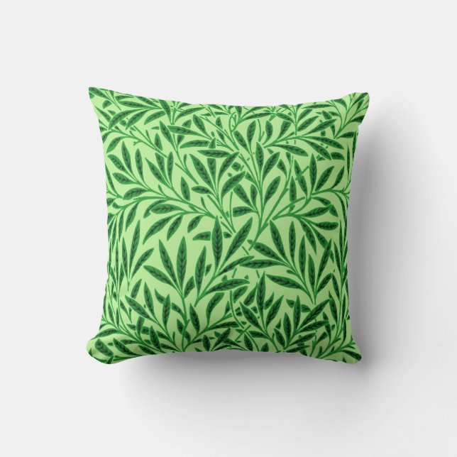 Coussin Modèle de saule de William Morris, vert jade clair (Recto)