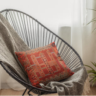 Coussin Modèle de tapis oriental en oranges lumineuses