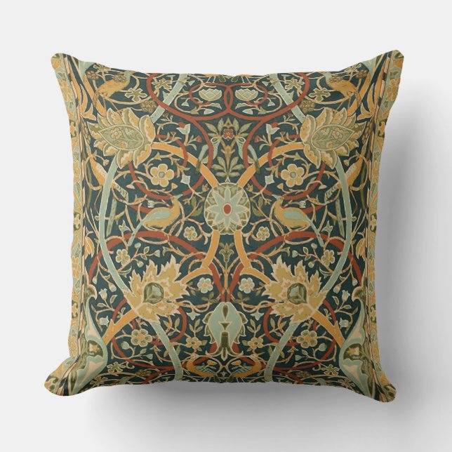 Coussin Modèle de tapisserie forestière de William Morris  (Recto)