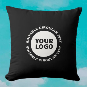 Coussin Modèle de texte circulaire éditable & votre logo