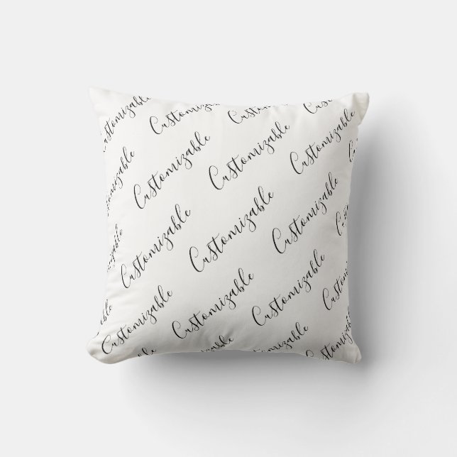 Coussin Modèle de texte de script moderne éditable | Noir  (Recto)