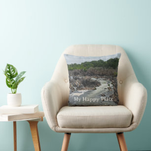 Coussin Modèle de texte pour mon endroit heureux - Ajoutez