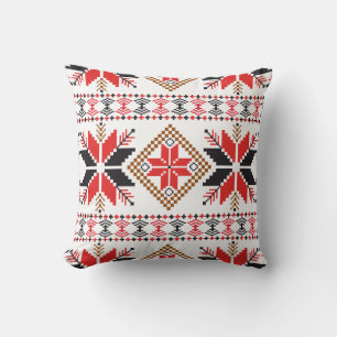 Coussin Modèle de tricot au crochet Hiver Rouge Noir