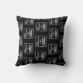 Coussin Modèle d'initiales de mariage moderne | Noir & Bla (Verso)
