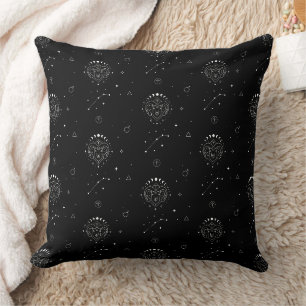 Coussin Modèle du zodiaque Bélier en noir et blanc