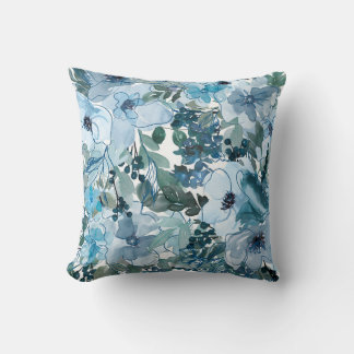 Coussin Modèle floral bleu