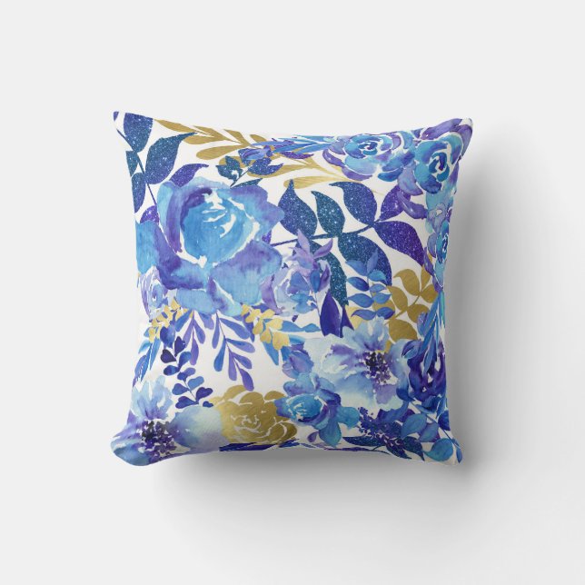 Coussin Modèle floral bleu (Recto)