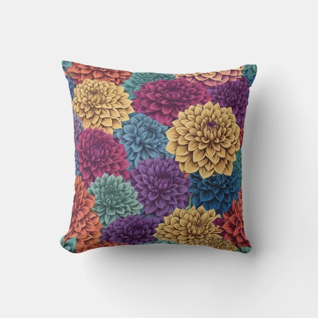 Coussin Modèle floral dahlia coloré (Recto)