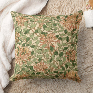 Coussin modèle floral de chèvrefeuille vintage de William