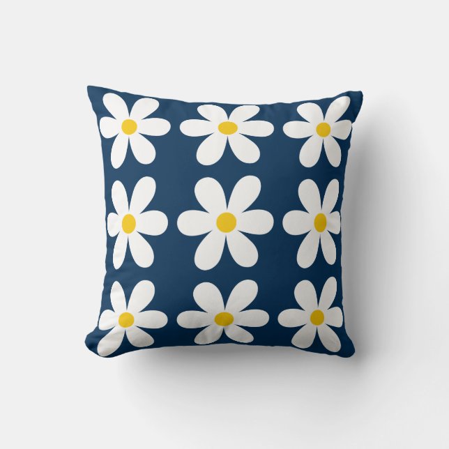 Coussin Modèle floral de marguerite rétro (Recto)