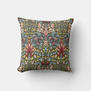 Coussin Modèle floral de tête de serpent de William Morris