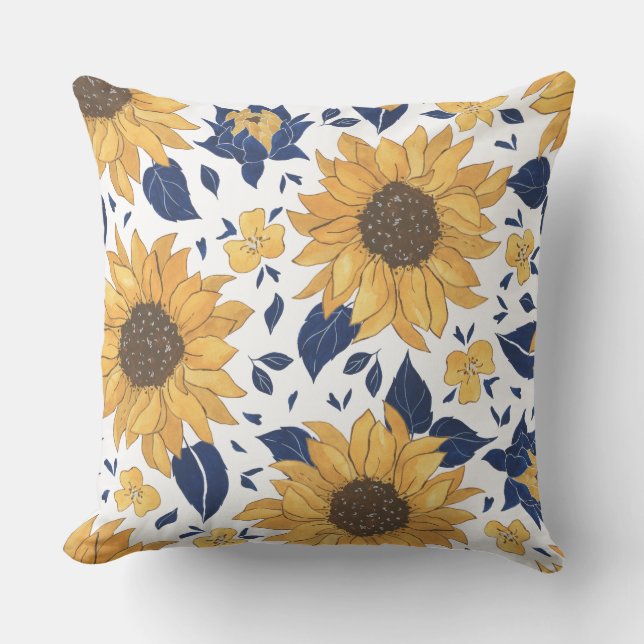 Coussin Modèle floral de tournesol (Recto)