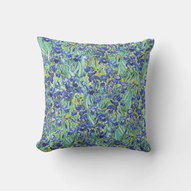Coussin Modèle floral d'iris bleus de Van Gogh (Recto)