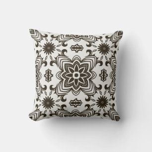 Coussin Modèle floral géométrique noir et blanc