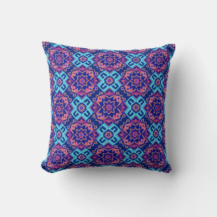 Coussin Modèle floral géométrique vibrant