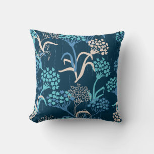 Coussin Modèle Floral Hydrangea stylisé - Bleu élégant