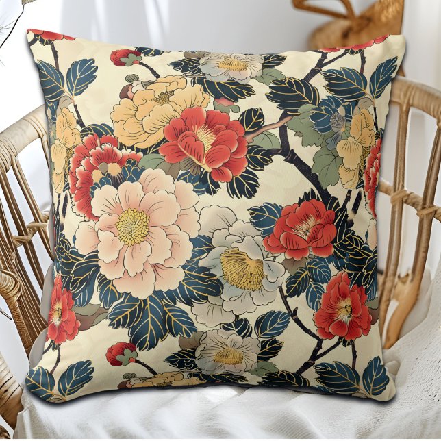Coussin Modèle floral japonais Ukiyo-E Art (Créateur téléchargé)