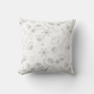 Coussin Modèle floral lunaire sur blanc