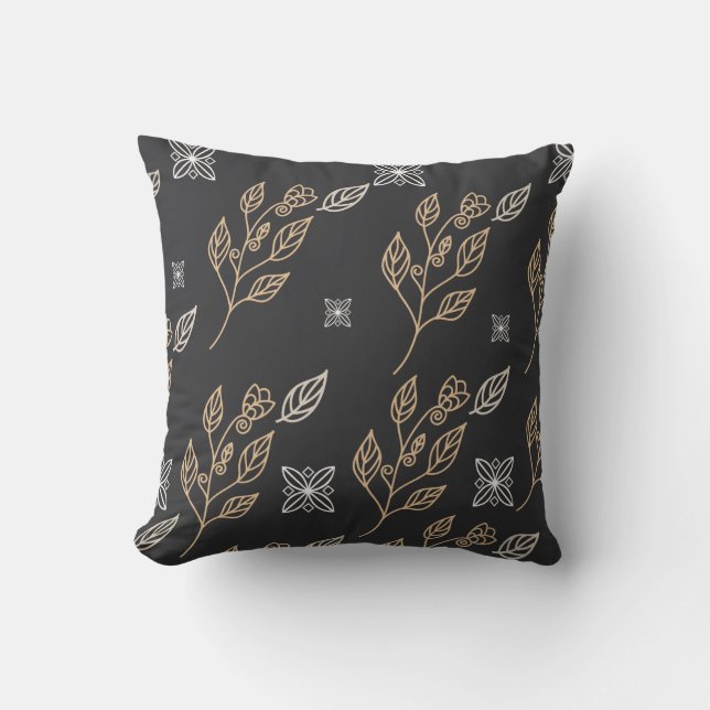 Coussin Modèle Floral Or (Recto)