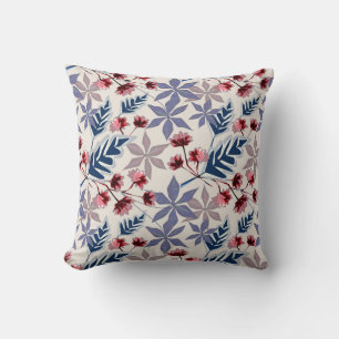 Coussin Modèle floral rétro aux fleurs roses et bordeaux
