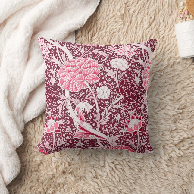 Coussin Modèle floral rose or William Morris (Couverture)
