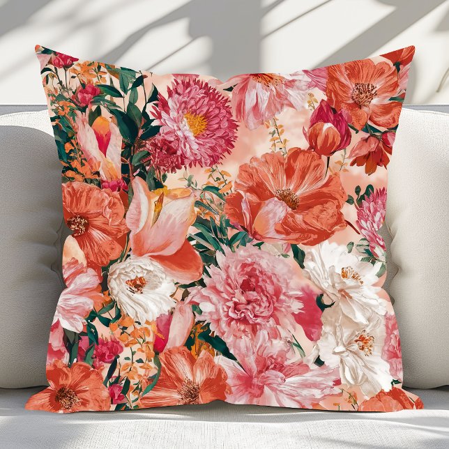 Coussin Modèle Floral rose orange (Créateur téléchargé)