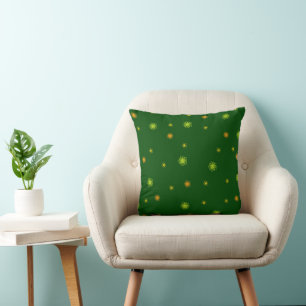Coussin Modèle floral sur arrière - plan vert