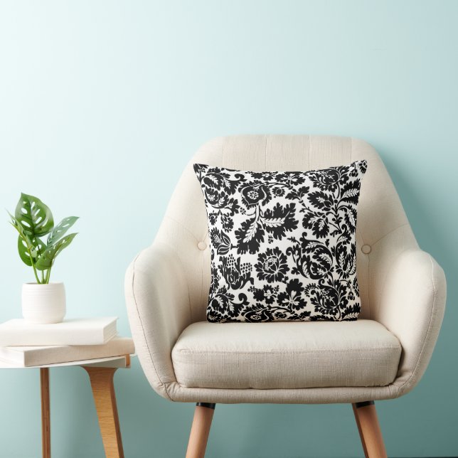 Coussin Modèle floral vénitien noir et blanc de William Mo (Chaise)