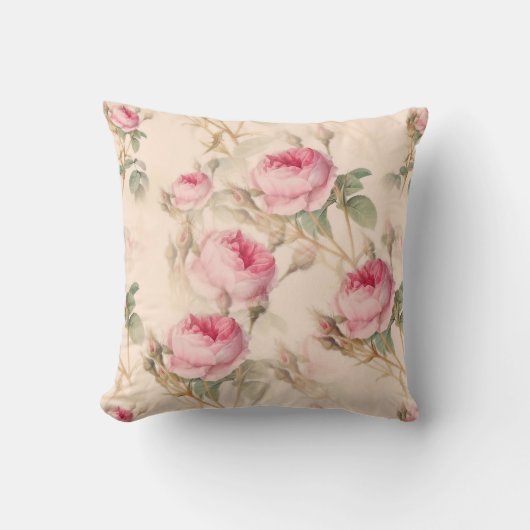 Coussin Modèle floral vintage rose    (Recto)