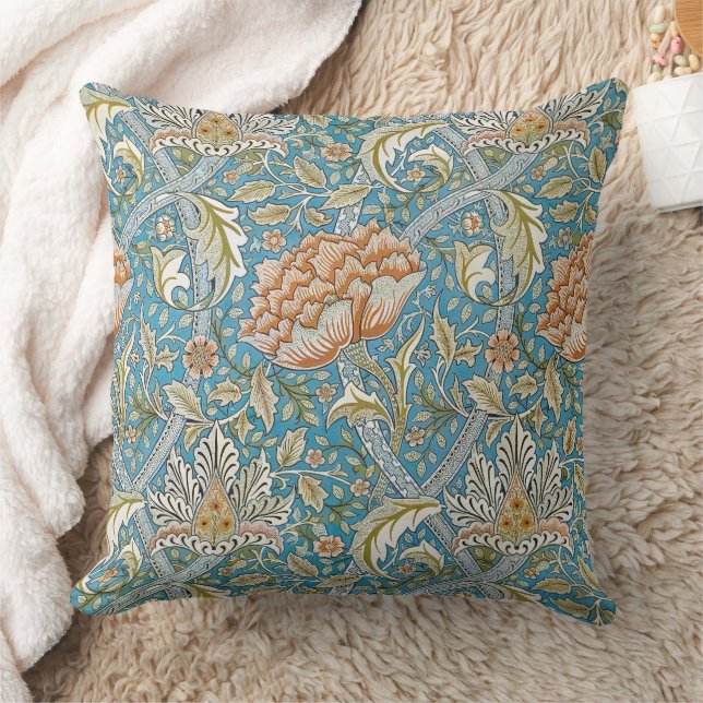 Coussin Modèle floral William Morris Windrush bleu (Couverture)