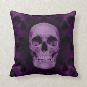 Coussin Modèle gothique de crâne d'Halloween violet