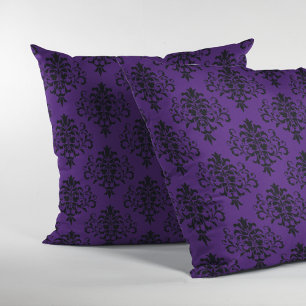 Coussin Modèle gothique noir pourpre damassé