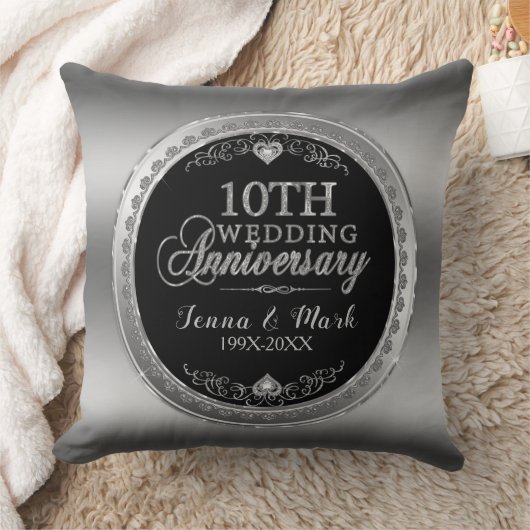 Coussin Modèle Mariage glamour 10e Argent (Couverture)