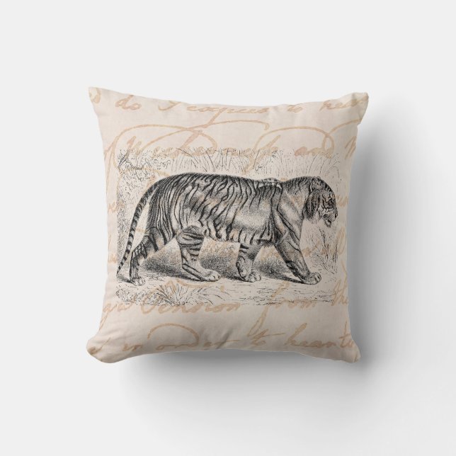 Coussin Modèle vintage de tigres d'illustration de tigre (Recto)
