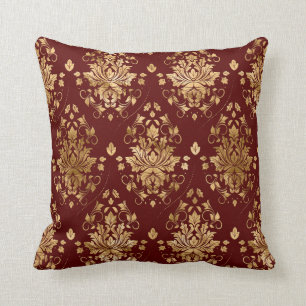 Coussin Modèle Vintage oriental Damask - Rouge et or