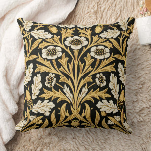Coussin Modèle William Morris Vintage Or Chêne Noir