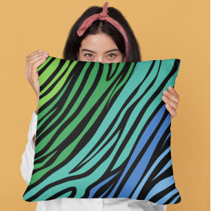 Coussin Modèle Zèbre bleu et vert