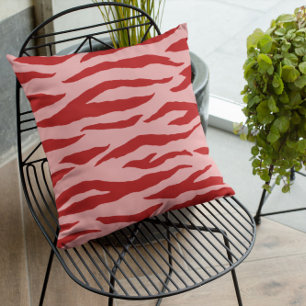 Coussin Modèle Zèbre Rouge Et Rose