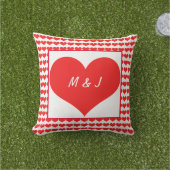 Coussin Modèles de cœur Monogramme Initiales Saint-Valenti (Herbe)