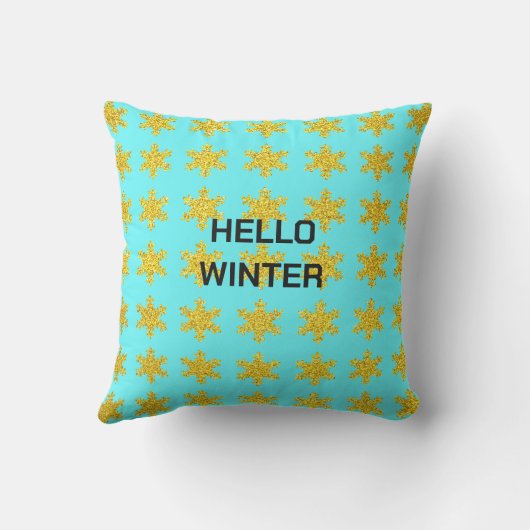 Coussin Modèles de flocons de neige Typographie d'hiver Bl (Verso)