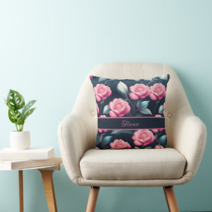 Coussin modèles de roses roses romantiques et délicats