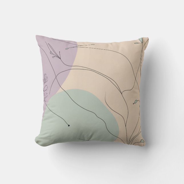 Coussin Modern Abstract Line Art Throw Pillow  (Recto)