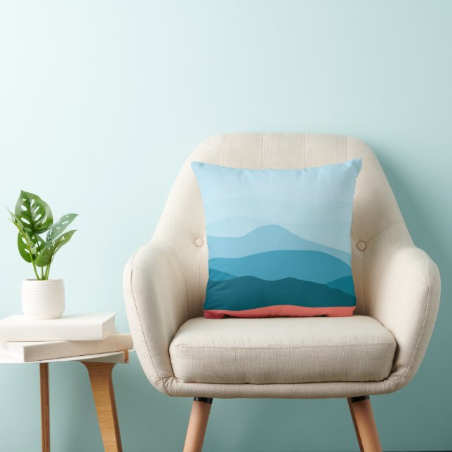 Coussin Modern Abstract Pastel Blue Pink Mountains (Chaise)