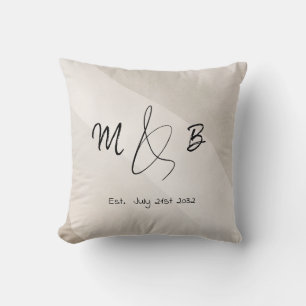 Coussin Modern Ampersand Couple Initials Script Neutre