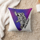 Coussin Modern Astronaut Purple Galaxy Space Custom Name (Couverture)