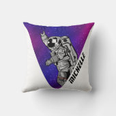 Coussin Modern Astronaut Purple Galaxy Space Custom Name (Verso)