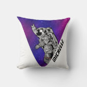 Coussin Modern Astronaut Purple Galaxy Space Custom Name (Recto)