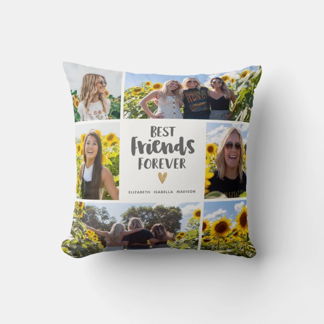 Coussin Modern Best Friends Forever Photo Collage (Recto)