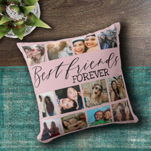 Coussin Modern Best Friends Pink Photo Collage