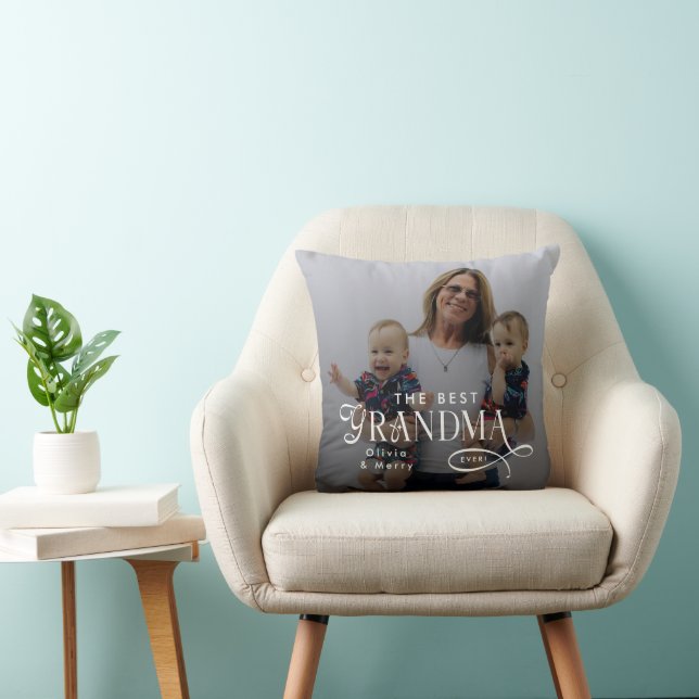 Coussin Modern Best Grandma Ever Photo Personalized (Chaise)